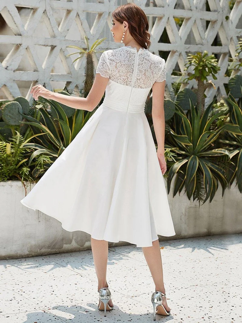 ever HARLEY|Élégante Robe mariage invitée mi-longue à manches courtes