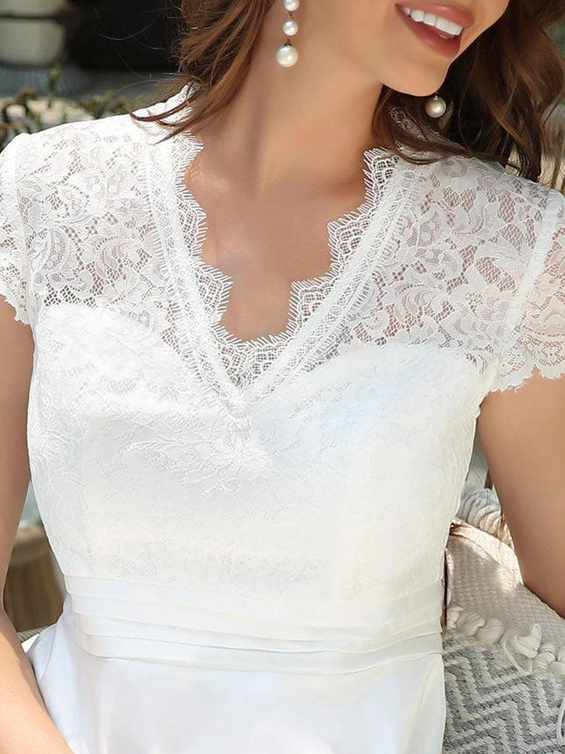 ever HARLEY|Élégante Robe mariage invitée mi-longue à manches courtes