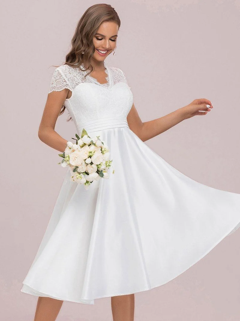 ever HARLEY|Élégante Robe mariage invitée mi-longue à manches courtes