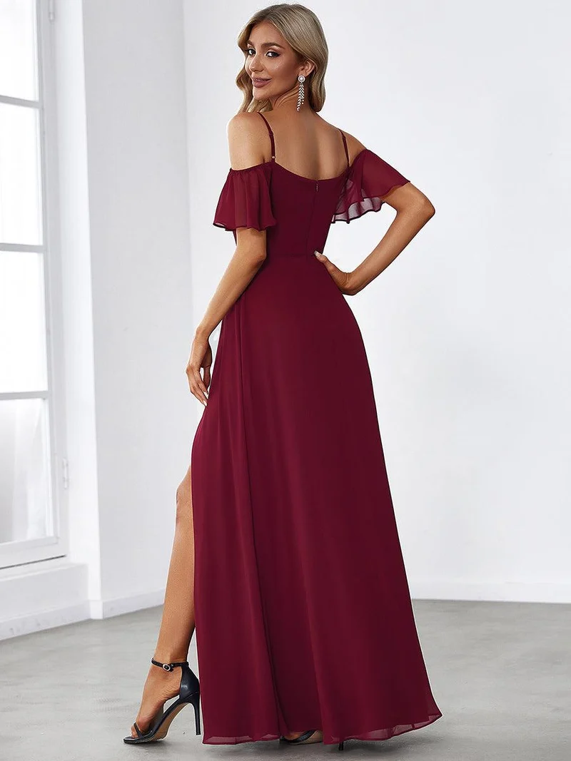 ever REYA|Robe invitée mariage fendue été sexy à épaules dénudées