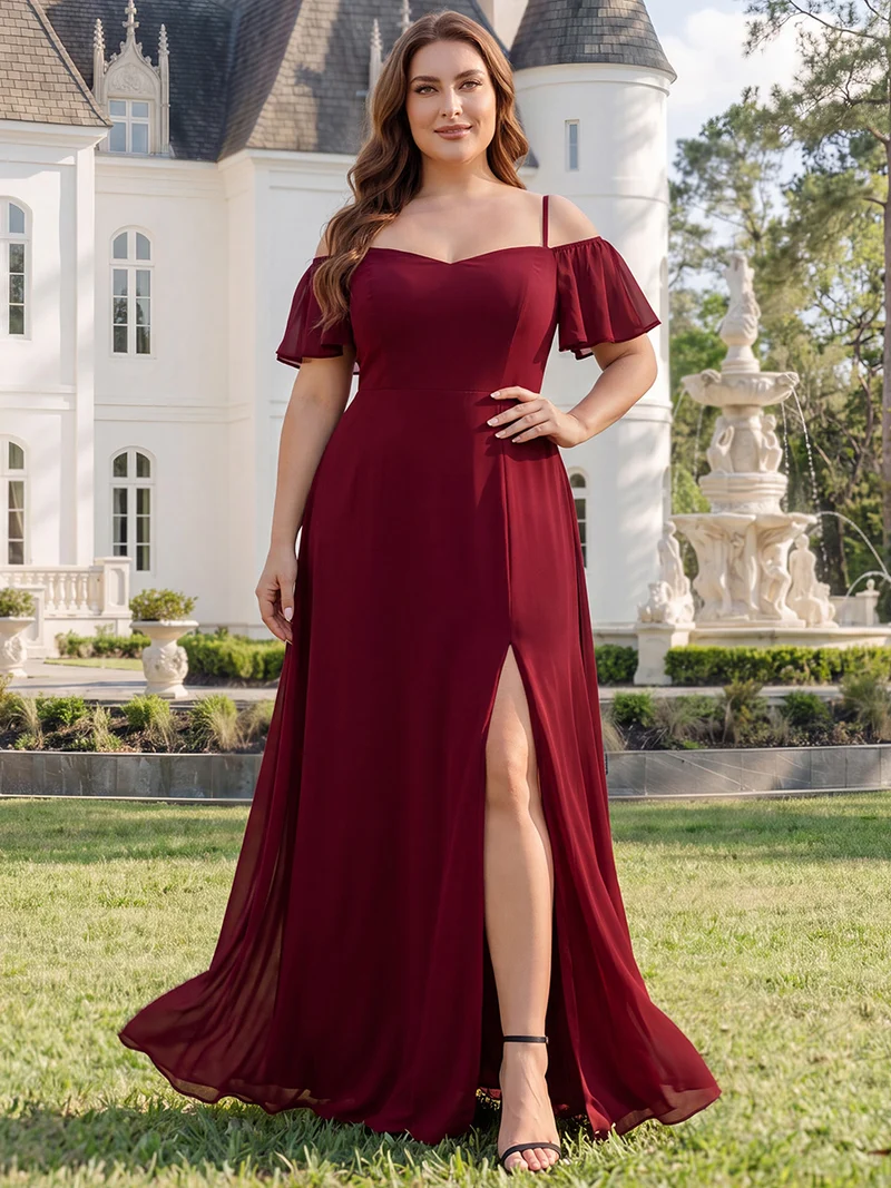 ever REYA|Robe de soirée Fendue à épaules dénudées Encolure en V