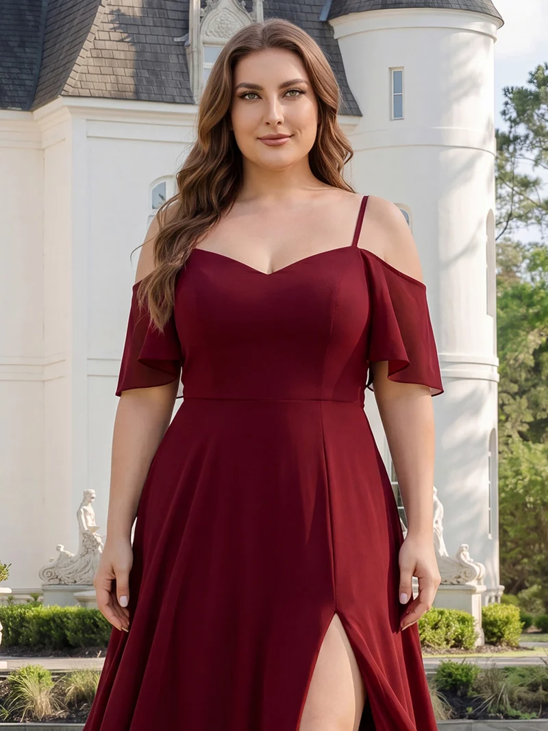 ever REYA|Robe de soirée Fendue à épaules dénudées Encolure en V