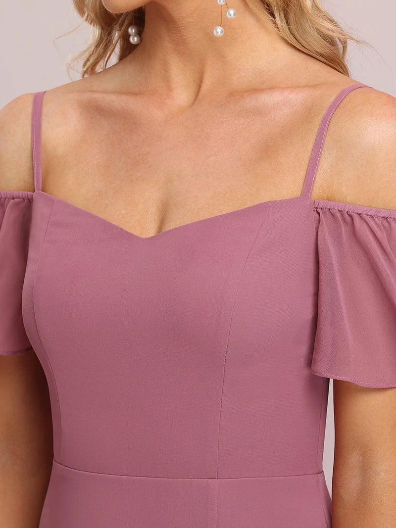 ever REYA|Robe invitée mariage fendue été sexy à épaules dénudées