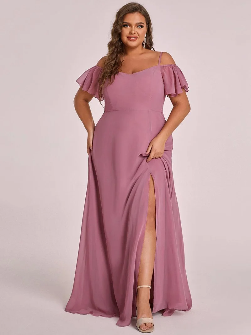 ever REYA|Robe invitée mariage fendue été sexy à épaules dénudées