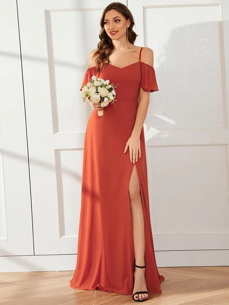 ever REYA|Robe invitée mariage fendue été sexy à épaules dénudées