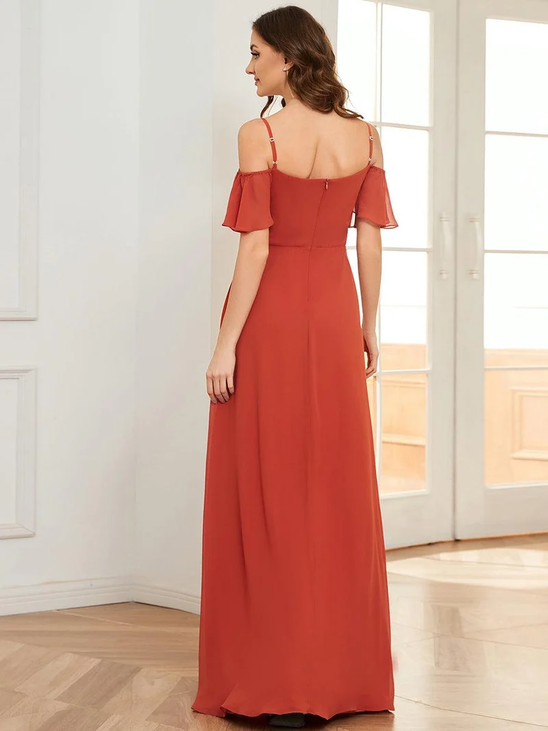 ever REYA|Robe invitée mariage fendue été sexy à épaules dénudées