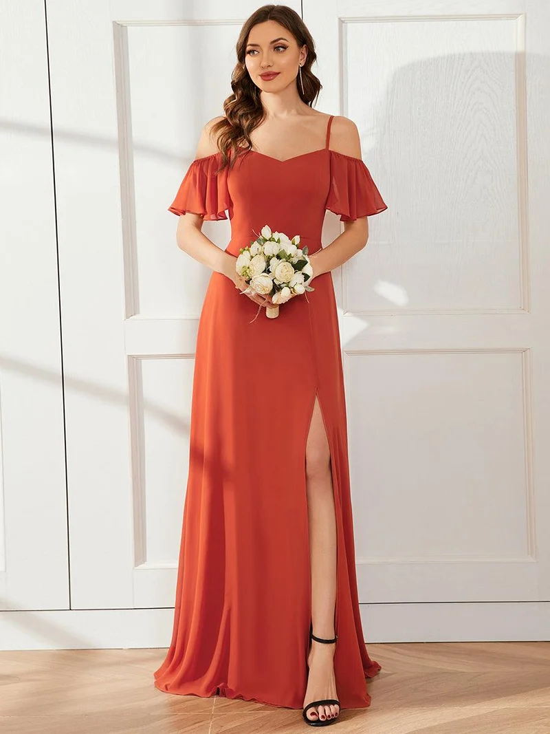 ever REYA|Robe invitée mariage fendue été sexy à épaules dénudées