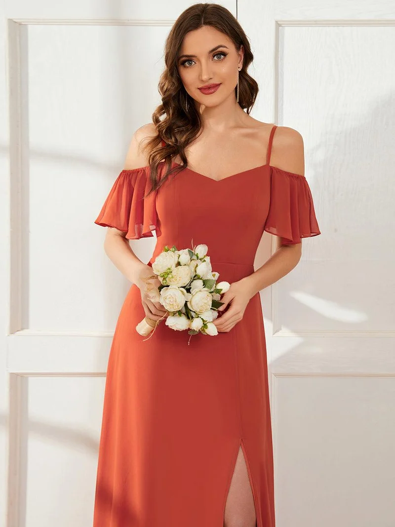 ever REYA|Robe invitée mariage fendue été sexy à épaules dénudées