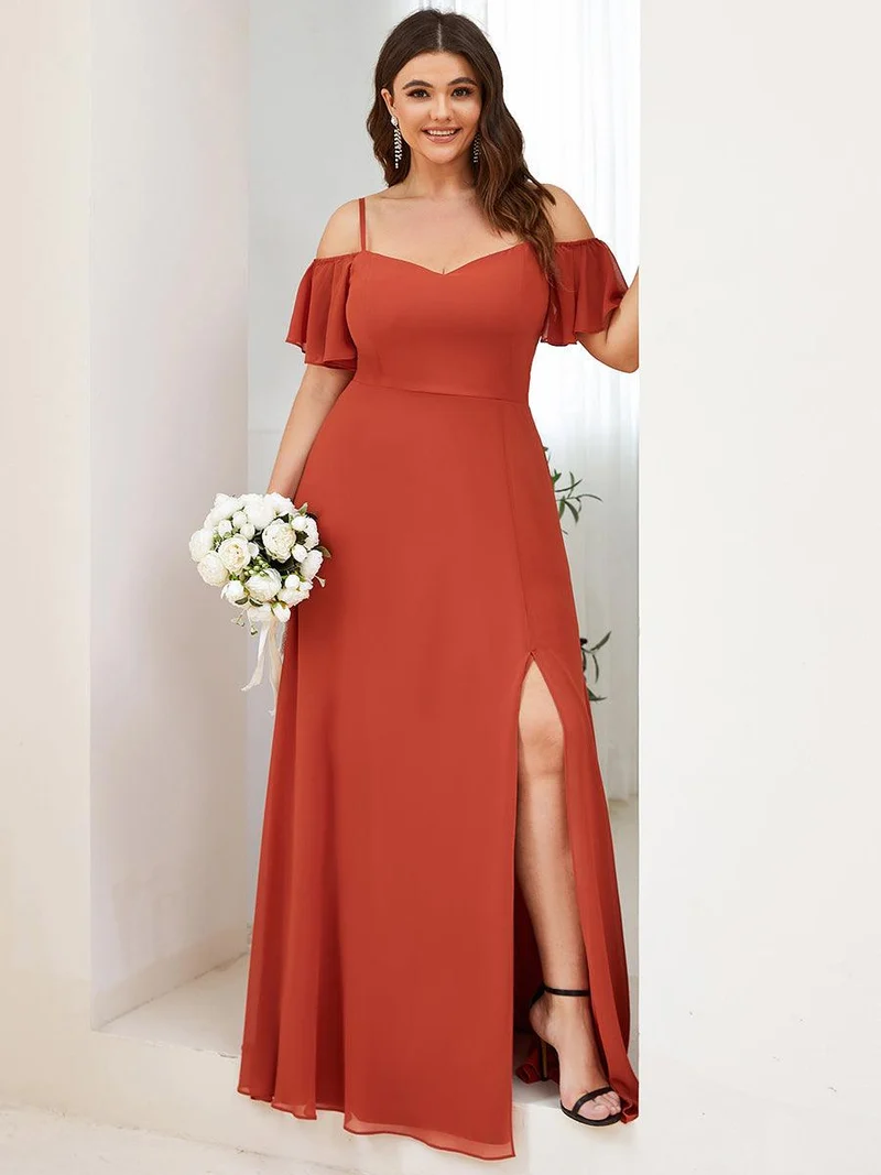 ever REYA|Robe invitée mariage fendue été sexy à épaules dénudées