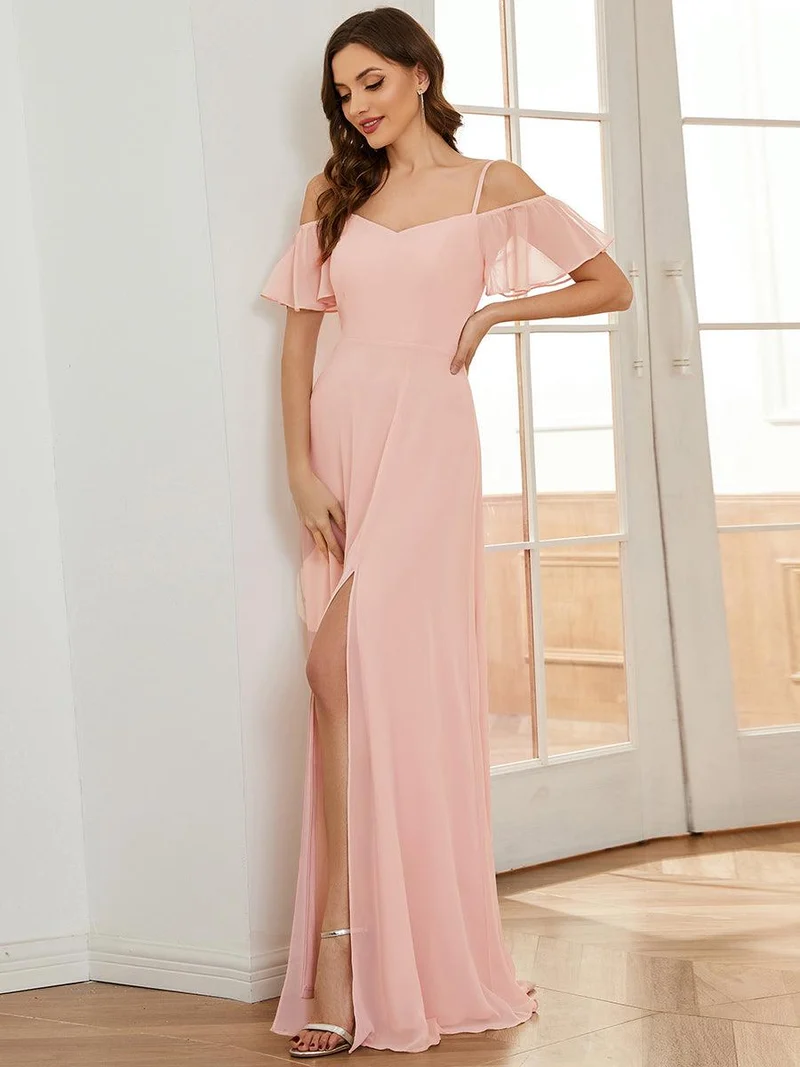 ever REYA|Robe invitée mariage fendue été sexy à épaules dénudées