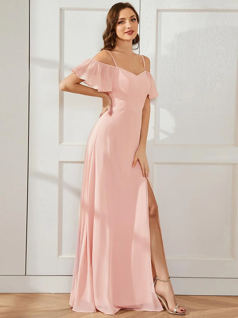 ever REYA|Robe invitée mariage fendue été sexy à épaules dénudées