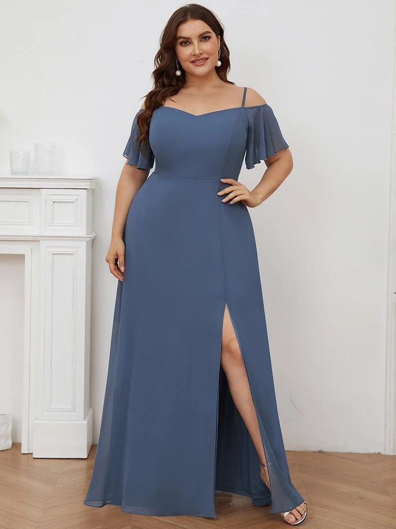 ever REYA|Robe invitée mariage fendue été sexy à épaules dénudées