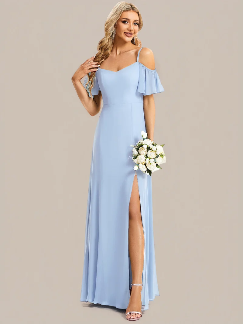 ever REYA|Robe invitée mariage fendue été sexy à épaules dénudées