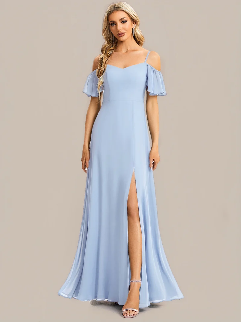 ever REYA|Robe invitée mariage fendue été sexy à épaules dénudées