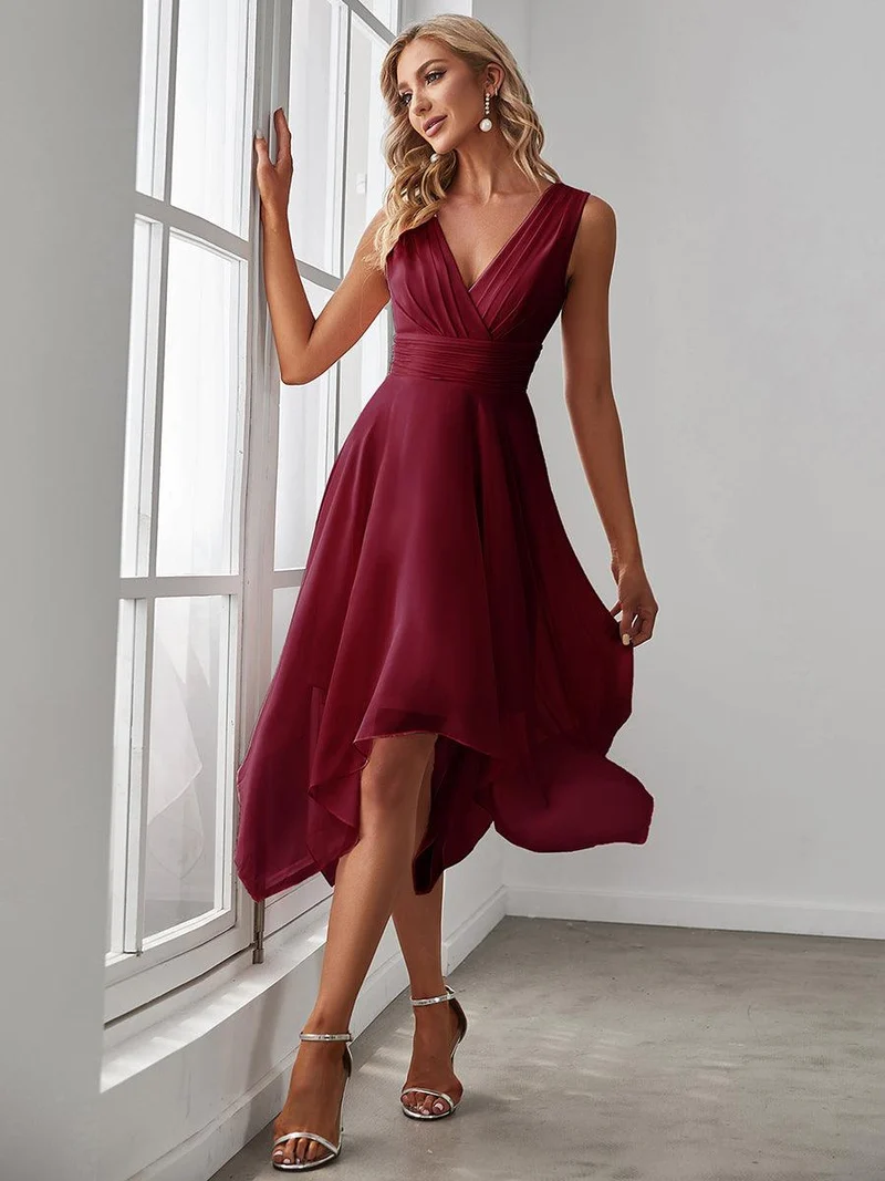 ever ELORA|Robe d’invitée de mariage bohème en mousseline de soie col V profond