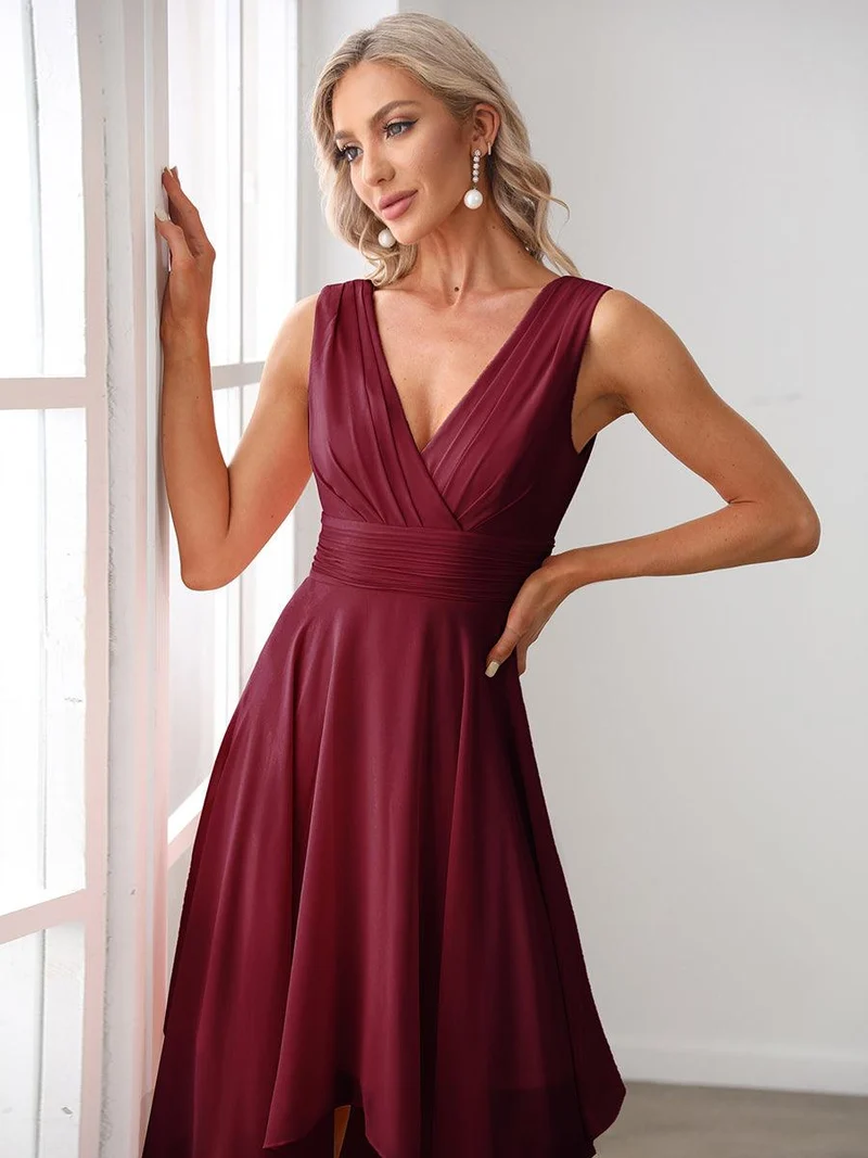 ever ELORA|Robe d’invitée de mariage bohème en mousseline de soie col V profond
