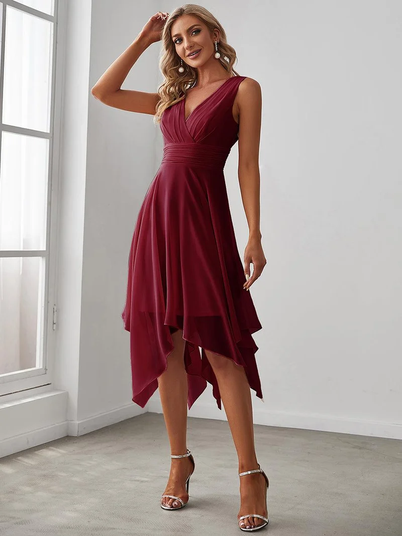 ever ELORA|Robe d’invitée de mariage bohème en mousseline de soie col V profond