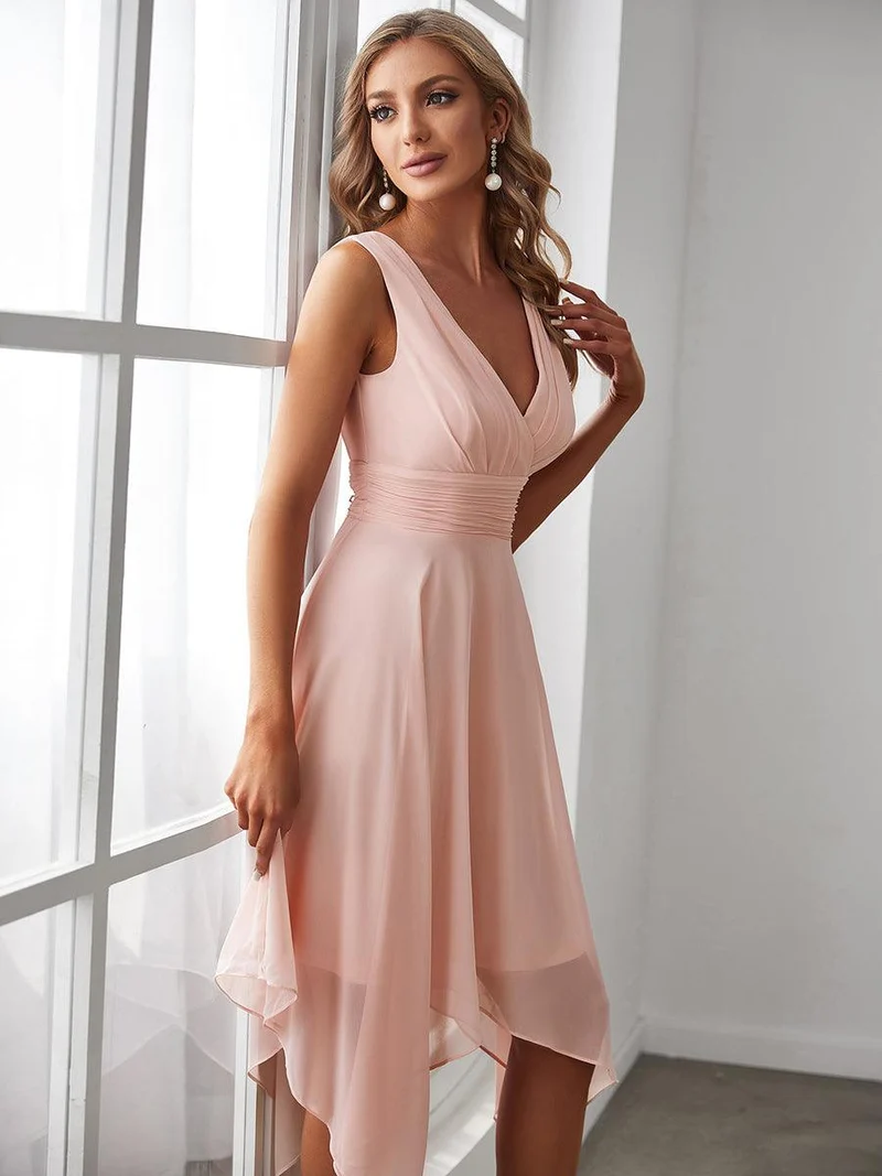 ever ELORA|Robe d’invitée de mariage bohème en mousseline de soie col V profond