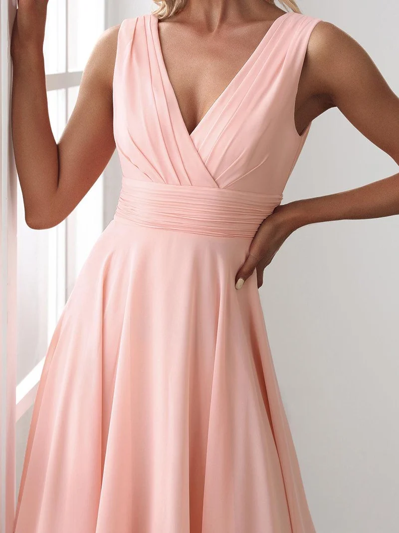 ever ELORA|Robe d’invitée de mariage bohème en mousseline de soie col V profond