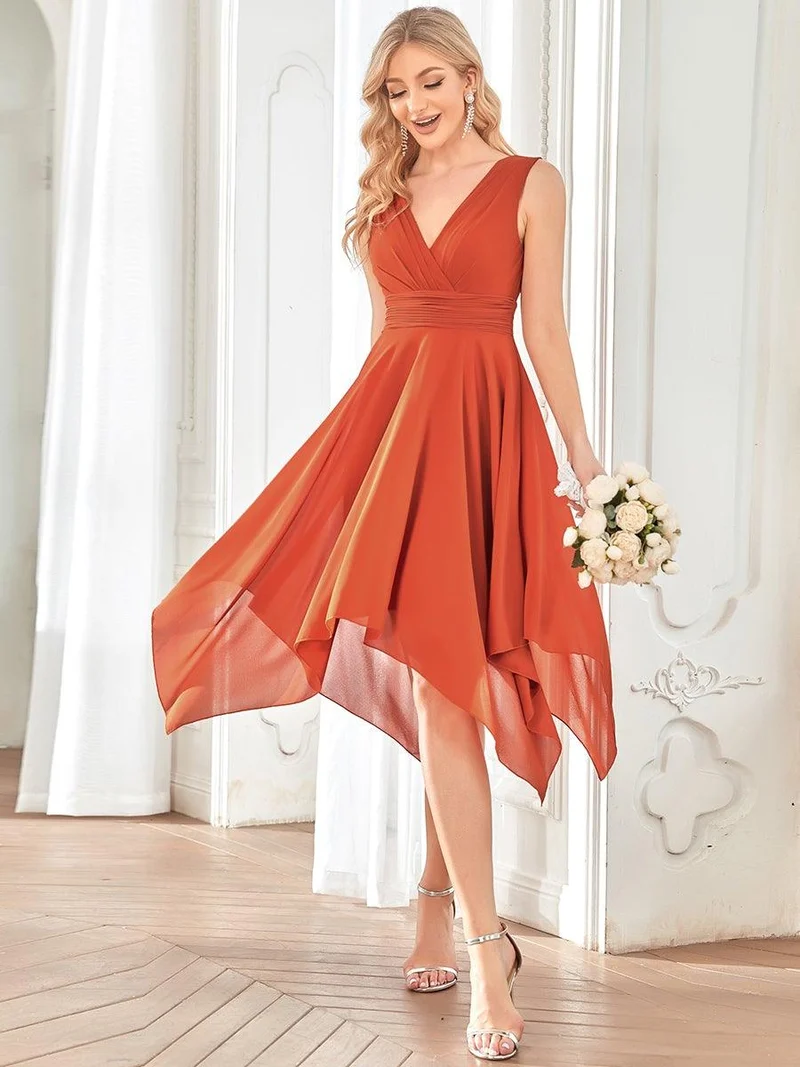 ever ELORA|Robe d’invitée de mariage bohème en mousseline de soie col V profond
