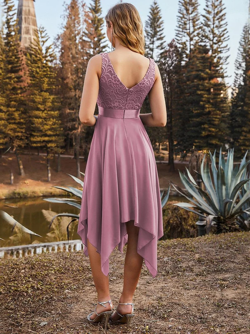 ever COSTA|Robe mariage invitée en dentelle à col en V mi-longue fluide