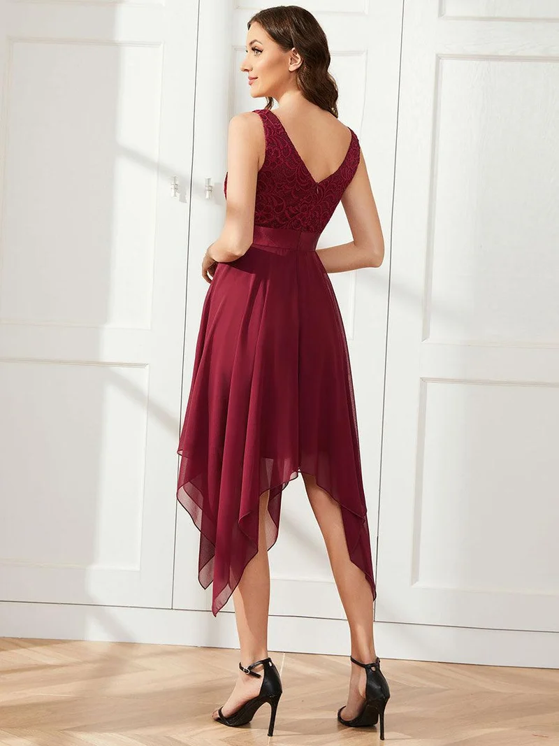 ever COSTA|Robe mariage invitée en dentelle à col en V mi-longue fluide