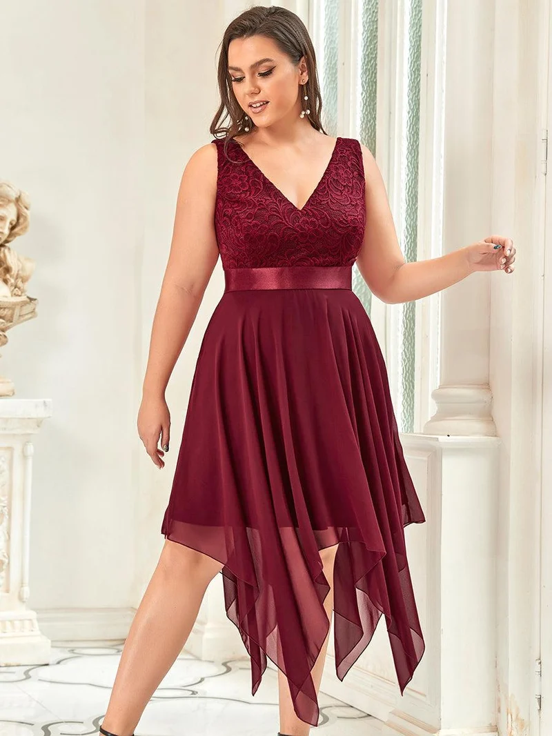 ever COSTA|Robe mariage invitée en dentelle à col en V mi-longue fluide