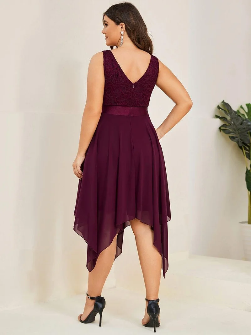 ever COSTA|Robe mariage invitée en dentelle à col en V mi-longue fluide