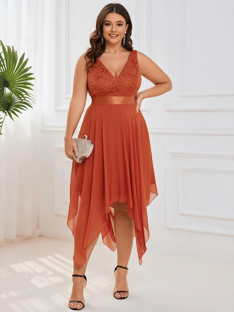 ever COSTA|Robe mariage invitée en dentelle à col en V mi-longue fluide