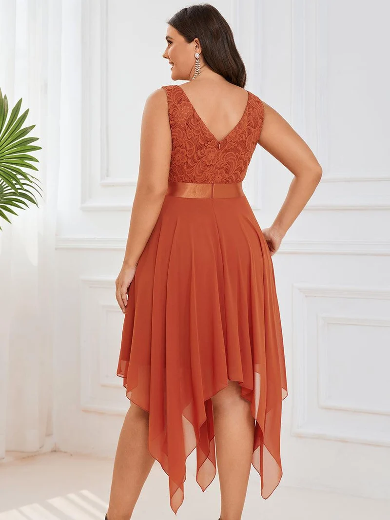 ever COSTA|Robe mariage invitée en dentelle à col en V mi-longue fluide