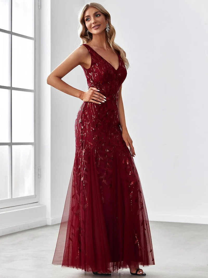ever ORIEL|Robe de soirée Sexy Longue belle à double col en V pour femmes