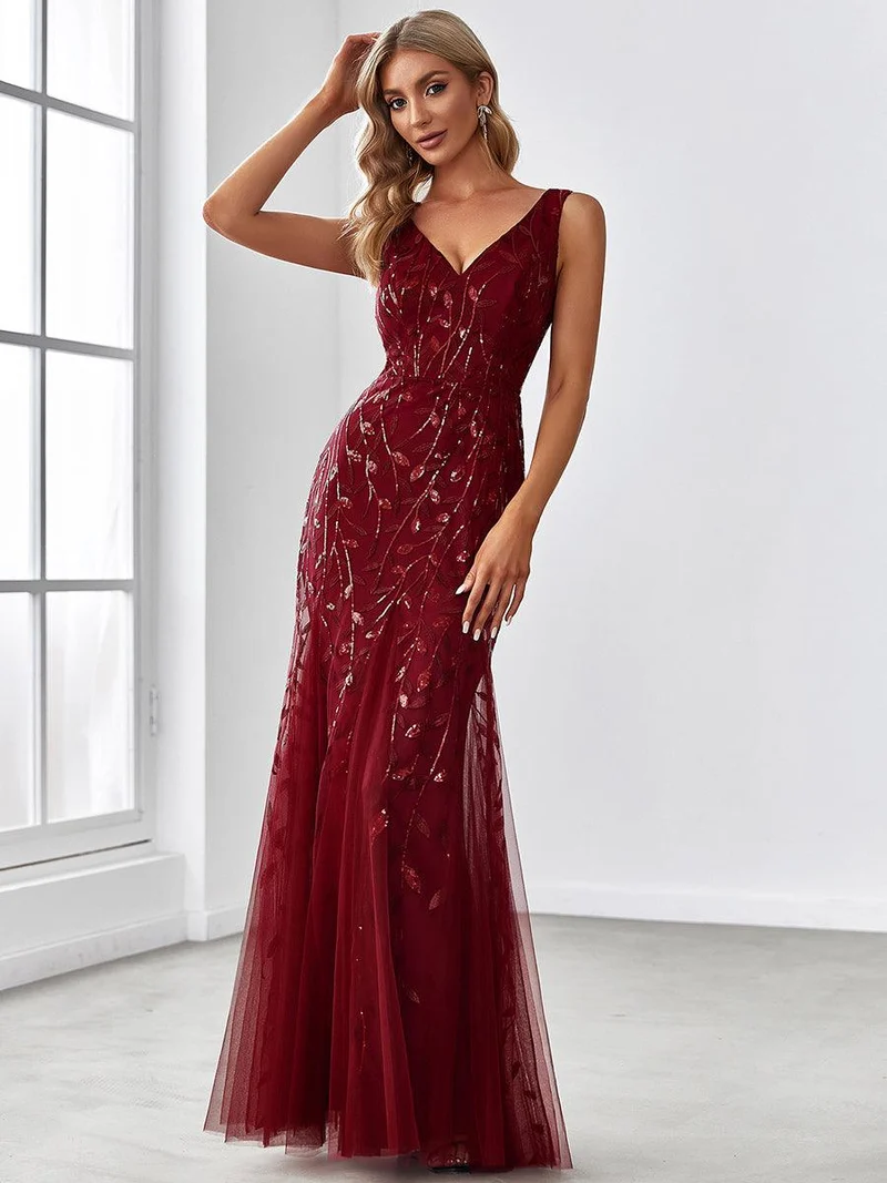 ever ORIEL|Robe de soirée Sexy Longue belle à double col en V pour femmes