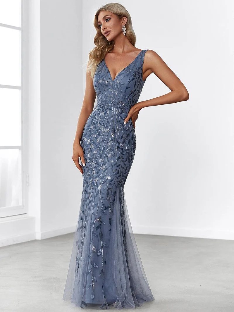 ever ORIEL|Robe de soirée Sexy Longue belle à double col en V pour femmes