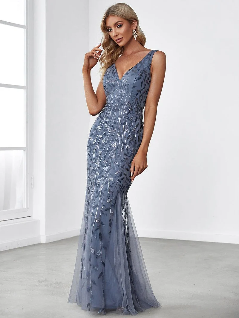 ever ORIEL|Robe de soirée Sexy Longue belle à double col en V pour femmes