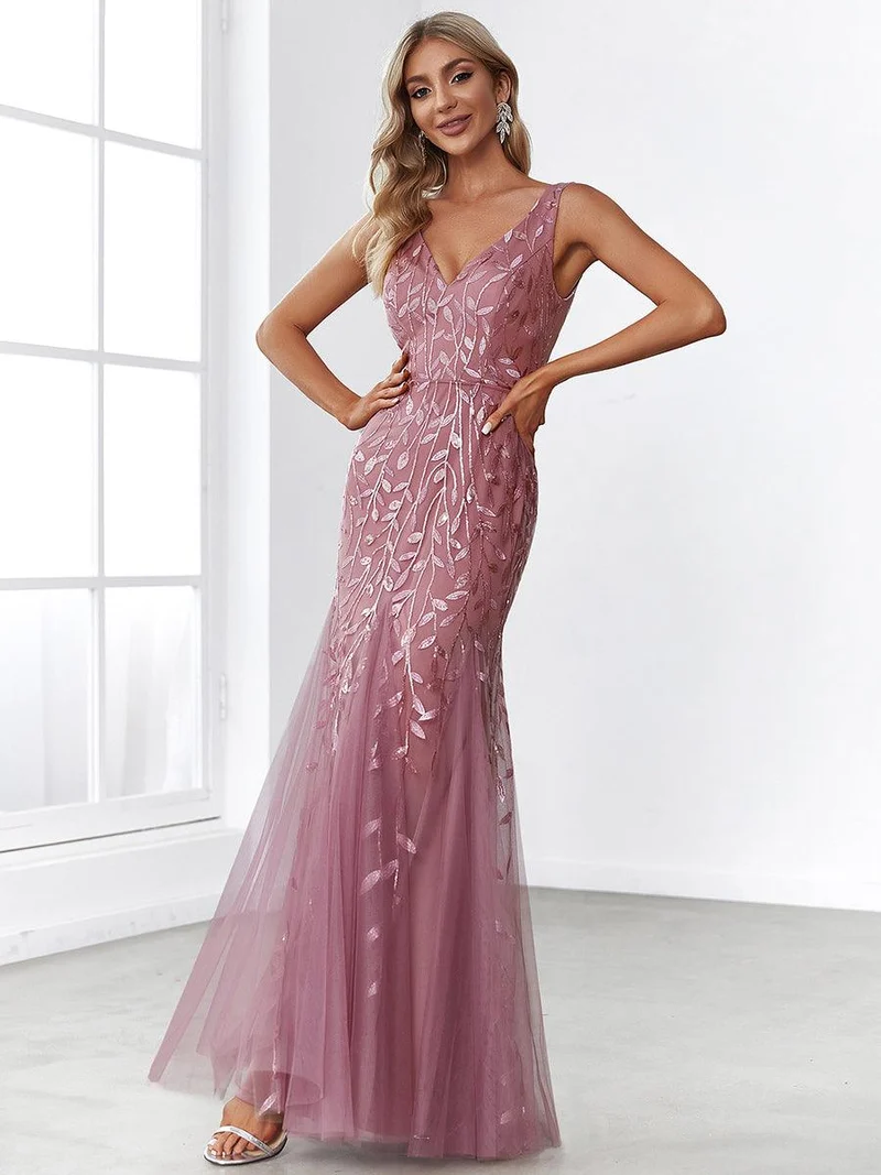 ever ORIEL|Robe de soirée Sexy Longue belle à double col en V pour femmes