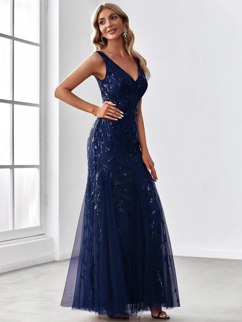 ever ORIEL|Robe de soirée Sexy Longue belle à double col en V pour femmes