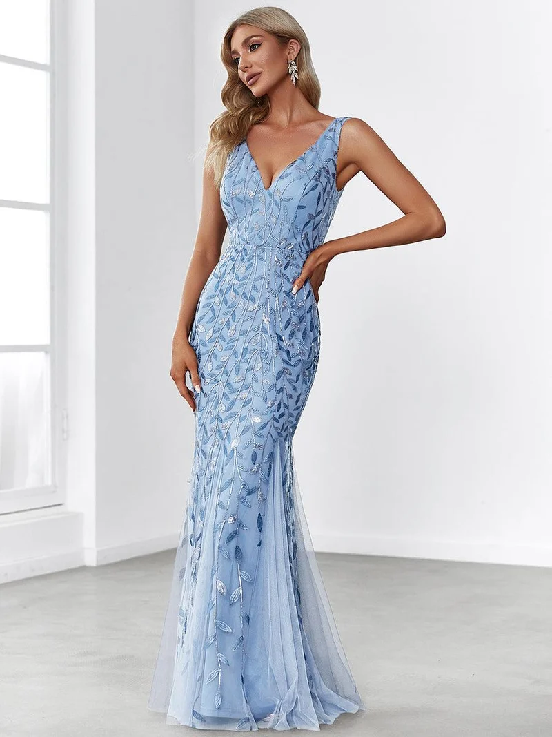 ever ORIEL|Robe de soirée Sexy Longue belle à double col en V pour femmes