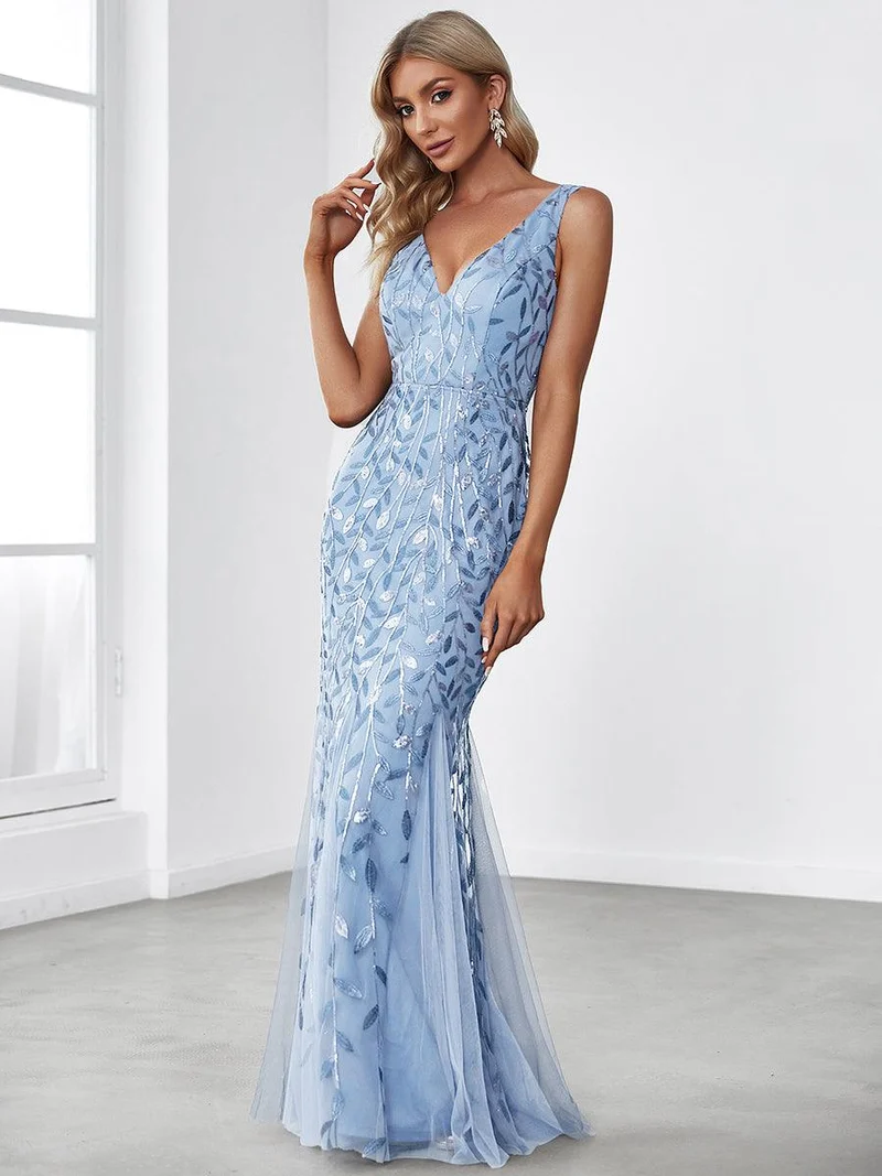 ever ORIEL|Robe de soirée Sexy Longue belle à double col en V pour femmes
