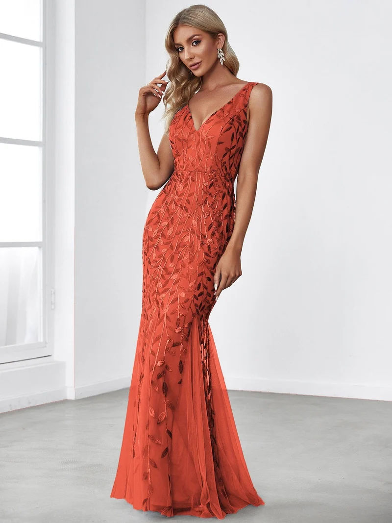 ever ORIEL|Robe de soirée Sexy Longue belle à double col en V pour femmes