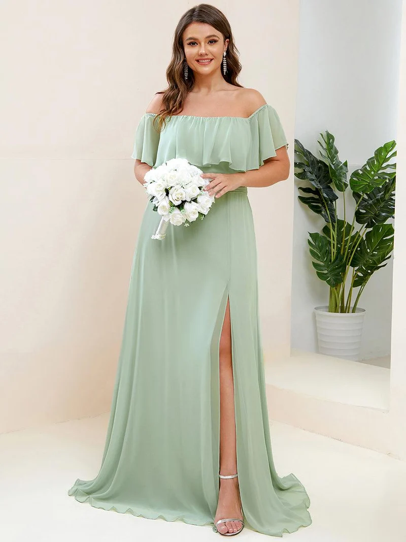 ever ÉMILE|Robe demoiselle d'honneur magnifique longue fendue à épaules dénudées