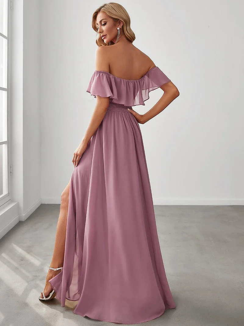 ever ÉMILE|Robe demoiselle d'honneur magnifique longue fendue à épaules dénudées