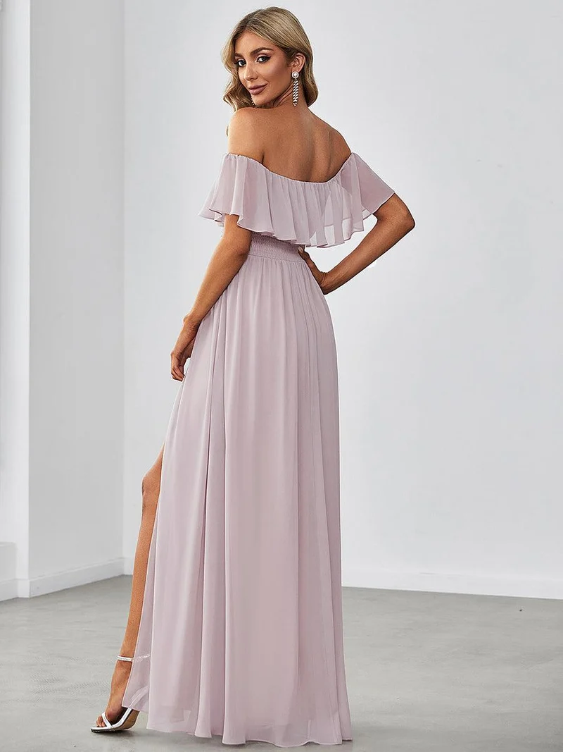 ever ÉMILE|Robe demoiselle d'honneur magnifique longue fendue à épaules dénudées