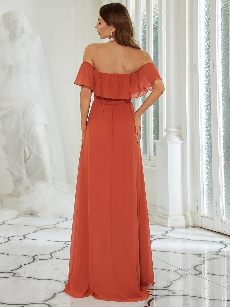 ever ÉMILE|Robe demoiselle d'honneur magnifique longue fendue à épaules dénudées