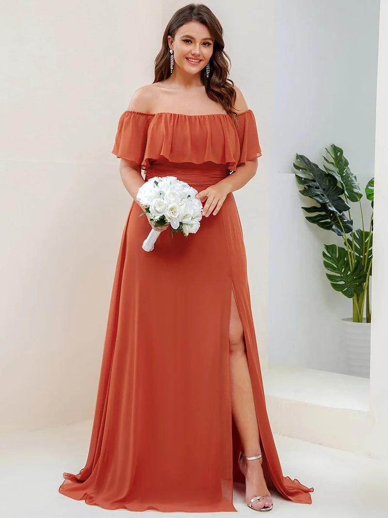 ever ÉMILE|Robe demoiselle d'honneur magnifique longue fendue à épaules dénudées
