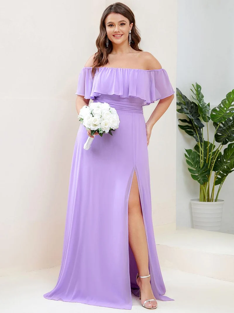 ever ÉMILE|Robe demoiselle d'honneur magnifique longue fendue à épaules dénudées