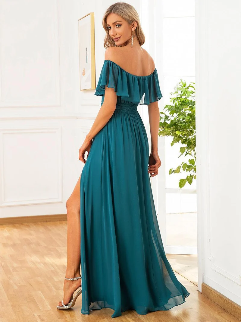 ever ÉMILE|Robe demoiselle d'honneur magnifique longue fendue à épaules dénudées