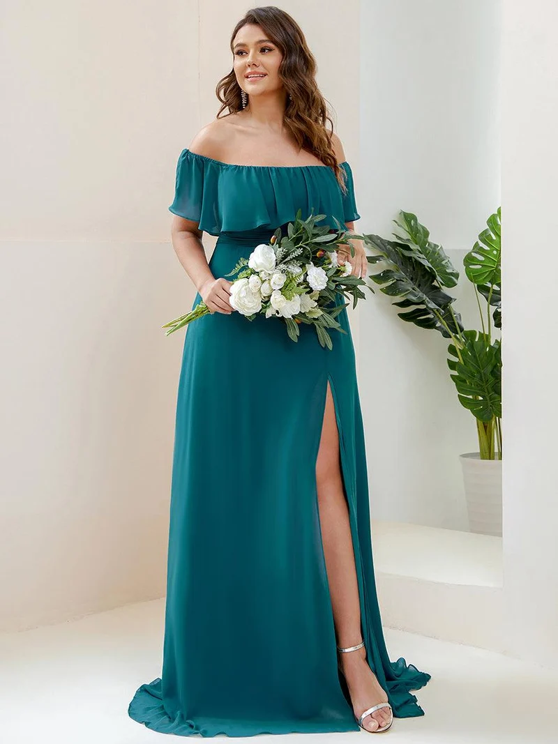 ever ÉMILE|Robe demoiselle d'honneur magnifique longue fendue à épaules dénudées