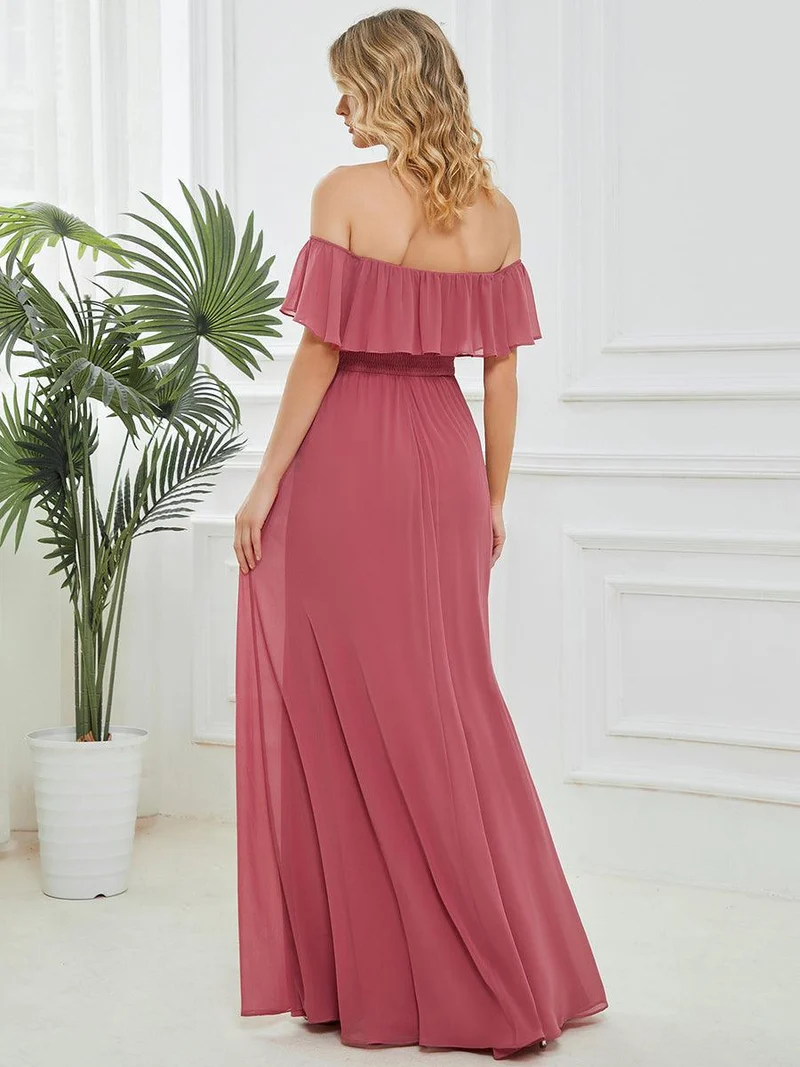 ever ÉMILE|Robe demoiselle d'honneur magnifique longue fendue à épaules dénudées