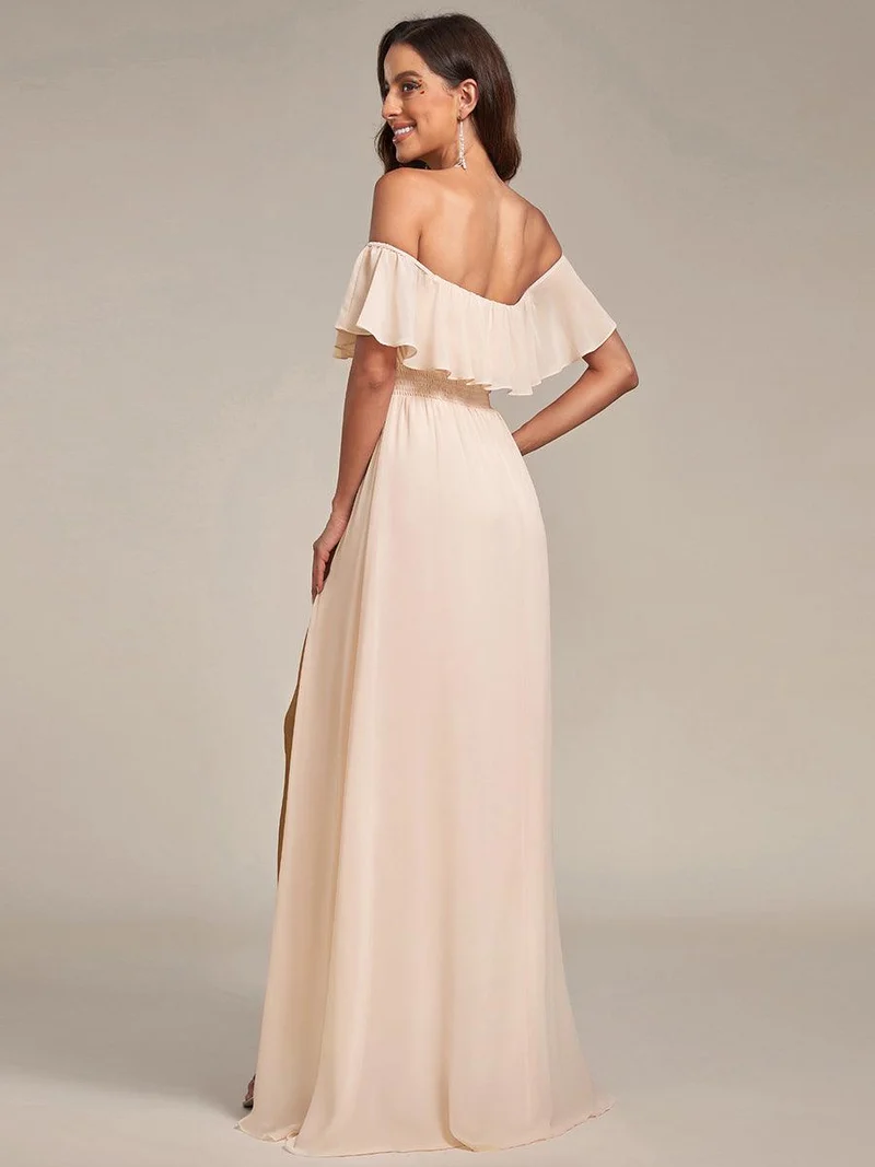 ever ÉMILE|Robe demoiselle d'honneur magnifique longue fendue à épaules dénudées