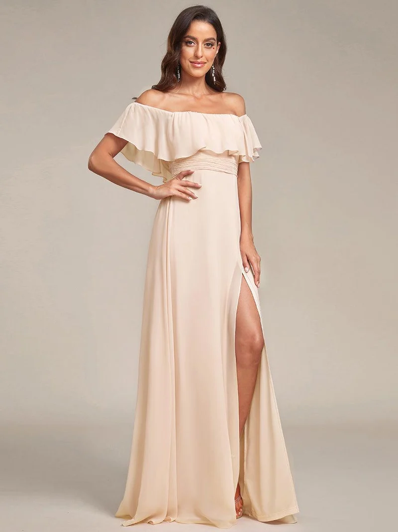 ever ÉMILE|Robe demoiselle d'honneur magnifique longue fendue à épaules dénudées